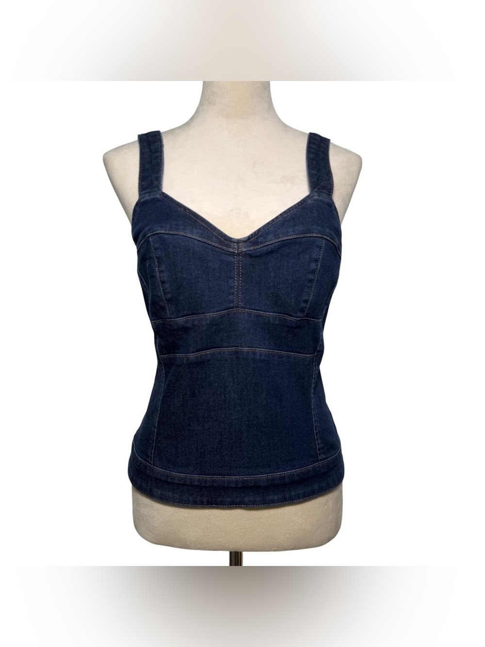 White House|Black Market-sz 6-Dark Denim Bustier Tank Top, with Stretch